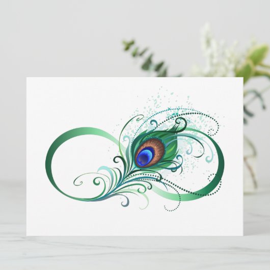 Infiniteitssymbool met Peacockdoether Feestdagenkaart (Staand voorkant)