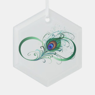 Infiniteitssymbool met Peacockdoether Glas Ornament