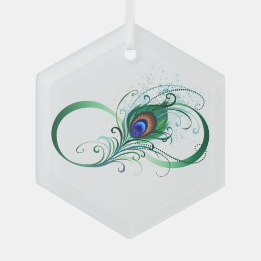 Infiniteitssymbool met Peacockdoether Glas Ornament (Voorkant)