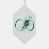 Infiniteitssymbool met Peacockdoether Glas Ornament (Voorkant Rechts)