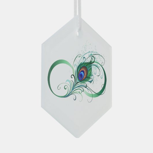 Infiniteitssymbool met Peacockdoether Glas Ornament (Voorkant Rechts)