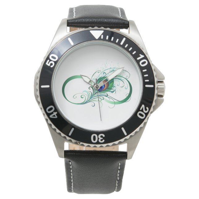 Infiniteitssymbool met Peacockdoether Horloge (Voorkant)