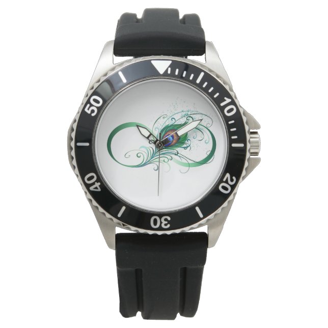 Infiniteitssymbool met Peacockdoether Horloge (Voorkant)