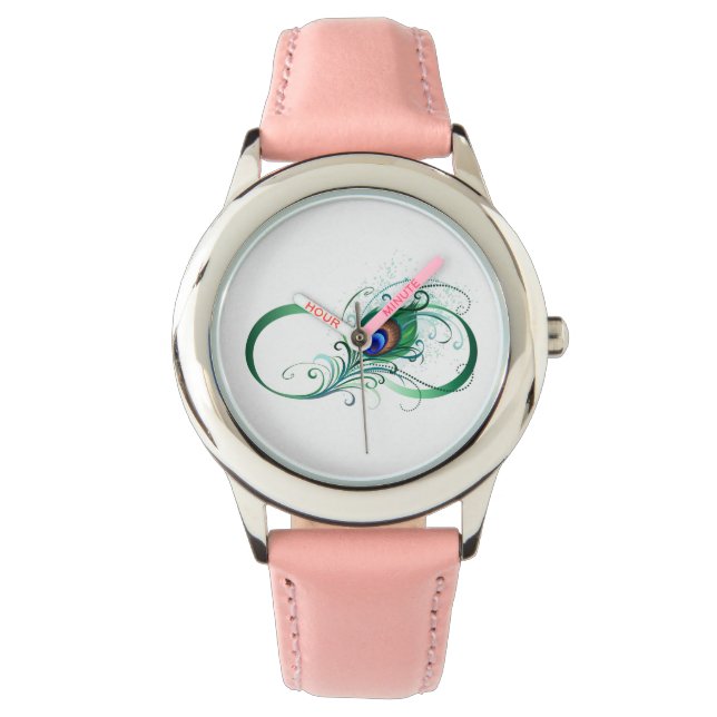 Infiniteitssymbool met Peacockdoether Horloge (Voorkant)