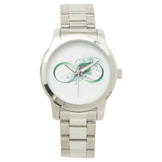 Infiniteitssymbool met Peacockdoether Horloge (Voorkant)