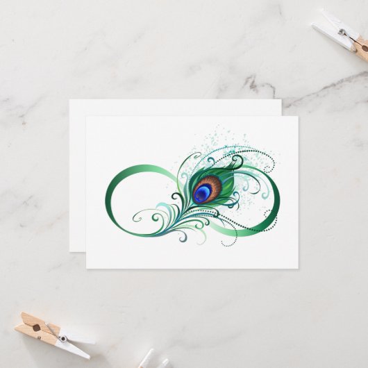 Infiniteitssymbool met Peacockdoether Kaart (Voorkant / Achterkant in situ)