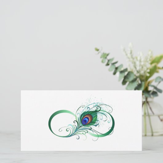 Infiniteitssymbool met Peacockdoether Kaart (Staand voorkant)