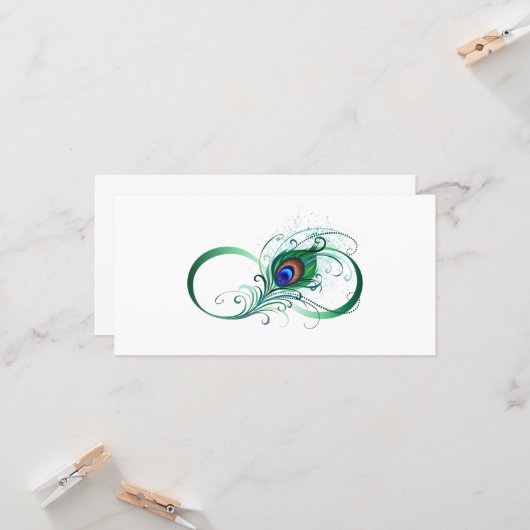 Infiniteitssymbool met Peacockdoether Kaart (Voorkant / Achterkant in situ)