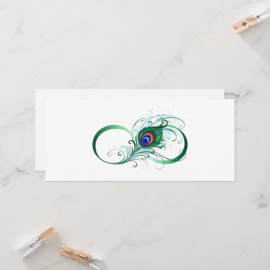 Infiniteitssymbool met Peacockdoether Kaart (Voorkant / Achterkant in situ)