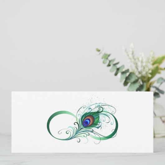 Infiniteitssymbool met Peacockdoether Kaart (Staand voorkant)