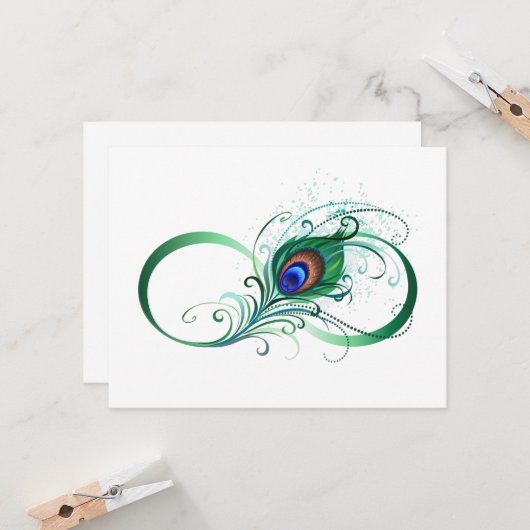 Infiniteitssymbool met Peacockdoether Kaart (Voorkant / Achterkant in situ)