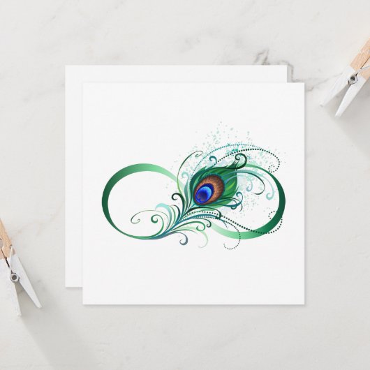 Infiniteitssymbool met Peacockdoether Kaart (Voorkant / Achterkant in situ)