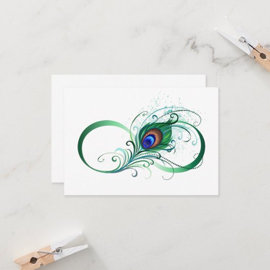 Infiniteitssymbool met Peacockdoether Kaart (Voorkant / Achterkant in situ)