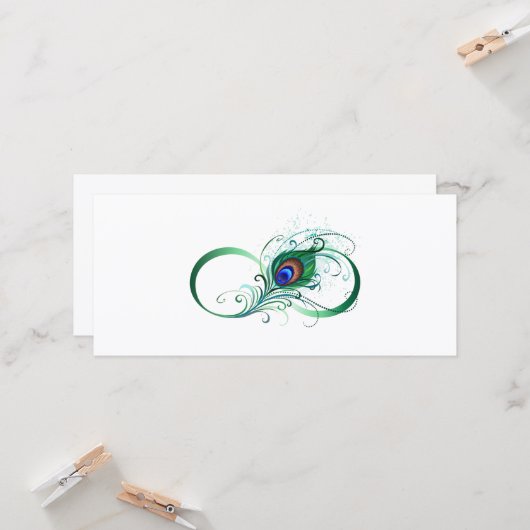 Infiniteitssymbool met Peacockdoether Kaart (Voorkant / Achterkant in situ)