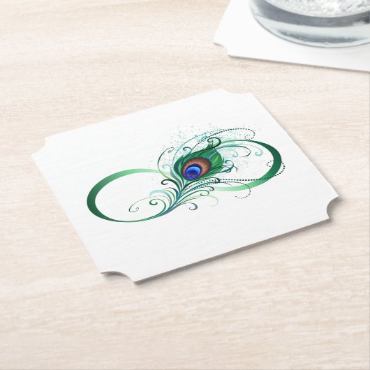 Infiniteitssymbool met Peacockdoether Kartonnen Onderzetters (Gekanteld)