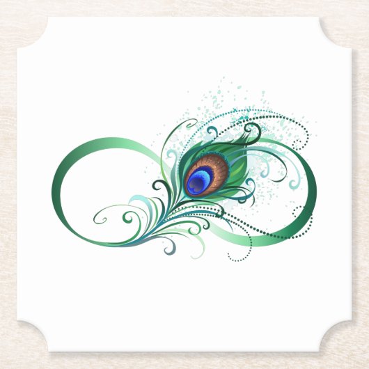 Infiniteitssymbool met Peacockdoether Kartonnen Onderzetters (Voorkant)