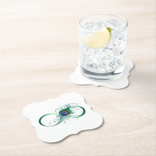 Infiniteitssymbool met Peacockdoether Kartonnen Onderzetters (Insitu)