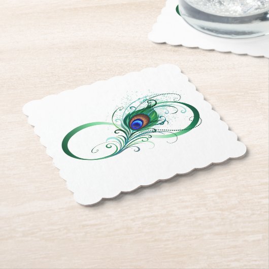Infiniteitssymbool met Peacockdoether Kartonnen Onderzetters (Gebogen)