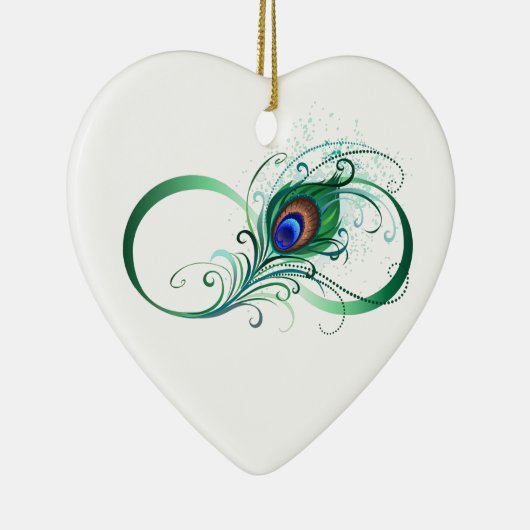 Infiniteitssymbool met Peacockdoether Keramisch Ornament (Rechts)