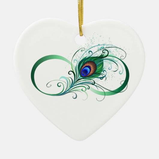 Infiniteitssymbool met Peacockdoether Keramisch Ornament (Voorkant)