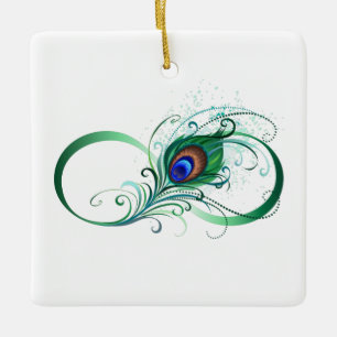 Infiniteitssymbool met Peacockdoether Keramisch Ornament