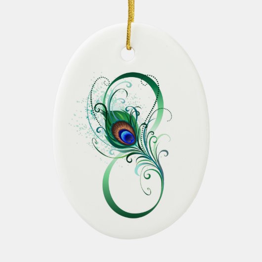 Infiniteitssymbool met Peacockdoether Keramisch Ornament (Voorkant)