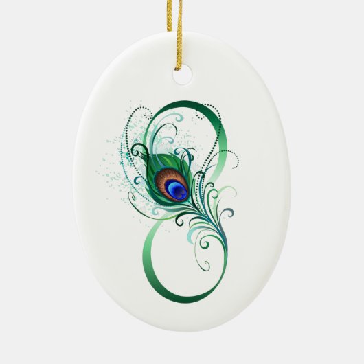 Infiniteitssymbool met Peacockdoether Keramisch Ornament (Achterkant)