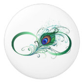 Infiniteitssymbool met Peacockdoether Keramische Knop (Voorkant)