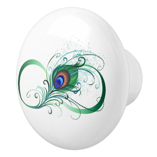 Infiniteitssymbool met Peacockdoether Keramische Knop (Rechts)