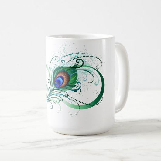 Infiniteitssymbool met Peacockdoether Koffiemok (Voorkant rechts)