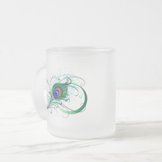 Infiniteitssymbool met Peacockdoether Matglas Koffiemok (Voorkant links)