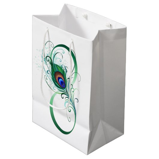 Infiniteitssymbool met Peacockdoether Medium Cadeauzakje (Voorkant Gekanteld)