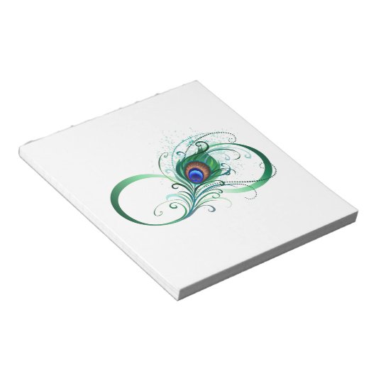 Infiniteitssymbool met Peacockdoether Notitieblok (Schuin)