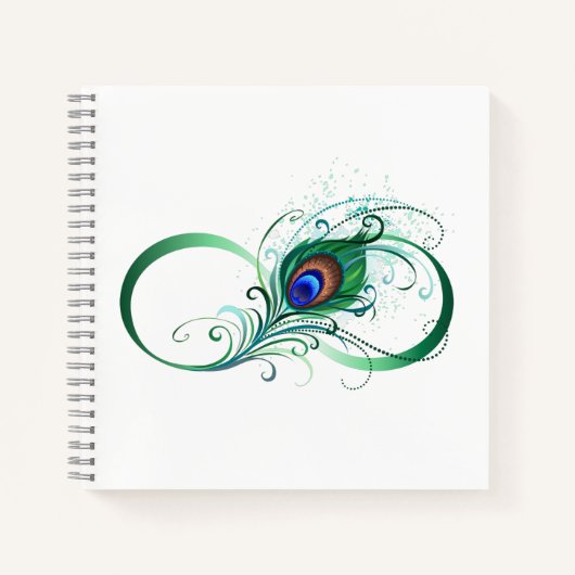 Infiniteitssymbool met Peacockdoether Notitieboek (Voorkant)