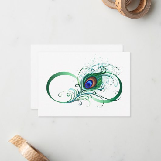 Infiniteitssymbool met Peacockdoether Notitiekaartje (Voorkant / Achterkant in situ)