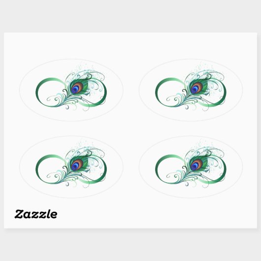 Infiniteitssymbool met Peacockdoether Ovale Sticker (Vel)