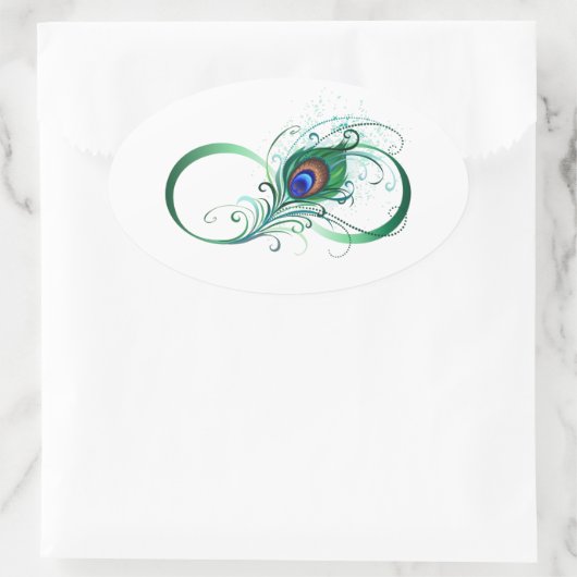 Infiniteitssymbool met Peacockdoether Ovale Sticker (Tas)