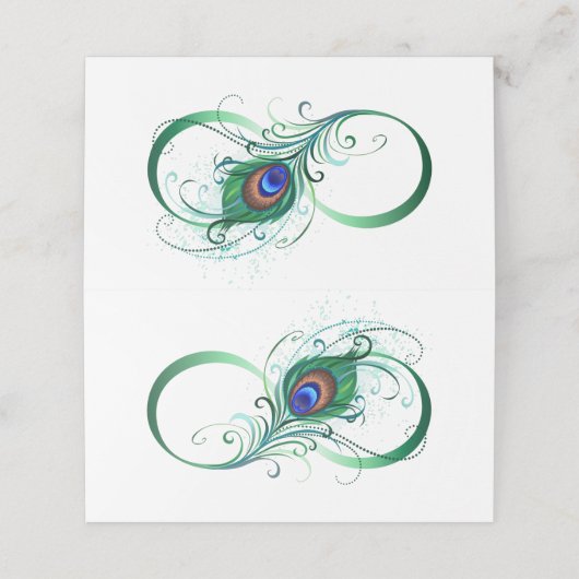 Infiniteitssymbool met Peacockdoether Plaatskaartje (Buitenkant ongevouwen)
