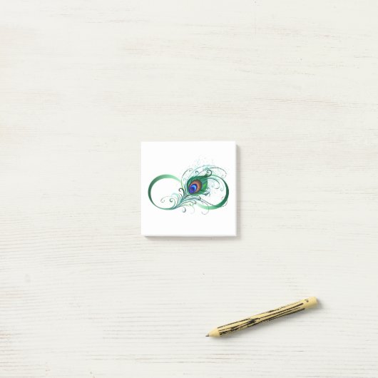 Infiniteitssymbool met Peacockdoether Post-it® Notes (Op bureau)
