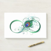 Infiniteitssymbool met Peacockdoether Post-it® Notes (Op bureau)