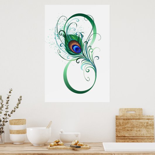 Infiniteitssymbool met Peacockdoether Poster (Keuken)