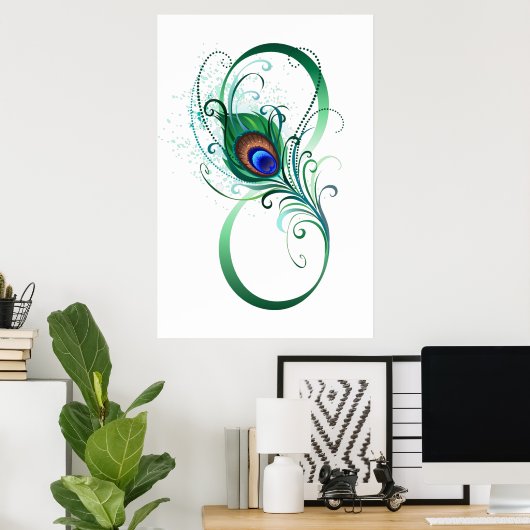 Infiniteitssymbool met Peacockdoether Poster (Thuiskantoor)