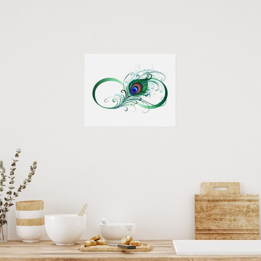 Infiniteitssymbool met Peacockdoether Poster (Keuken)