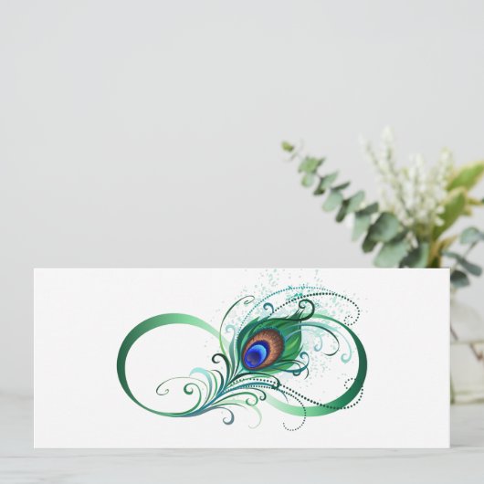 Infiniteitssymbool met Peacockdoether Programmakaart (Staand voorkant)