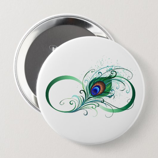 Infiniteitssymbool met Peacockdoether Ronde Button 4,0 Cm (Voorkant /achterkant)