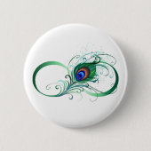 Infiniteitssymbool met Peacockdoether Ronde Button 5,7 Cm (Voorkant)