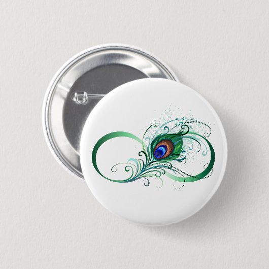 Infiniteitssymbool met Peacockdoether Ronde Button 5,7 Cm (Voorkant /achterkant)