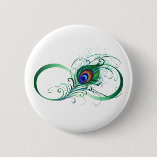 Infiniteitssymbool met Peacockdoether Ronde Button 5,7 Cm