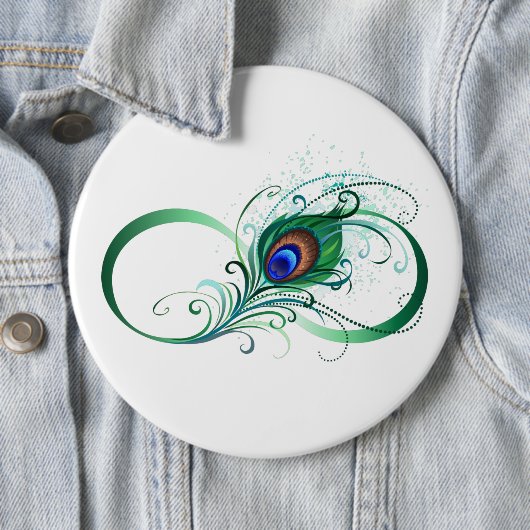 Infiniteitssymbool met Peacockdoether Ronde Button 6,0 Cm (In situ)