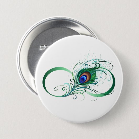 Infiniteitssymbool met Peacockdoether Ronde Button 7,6 Cm (Voorkant /achterkant)